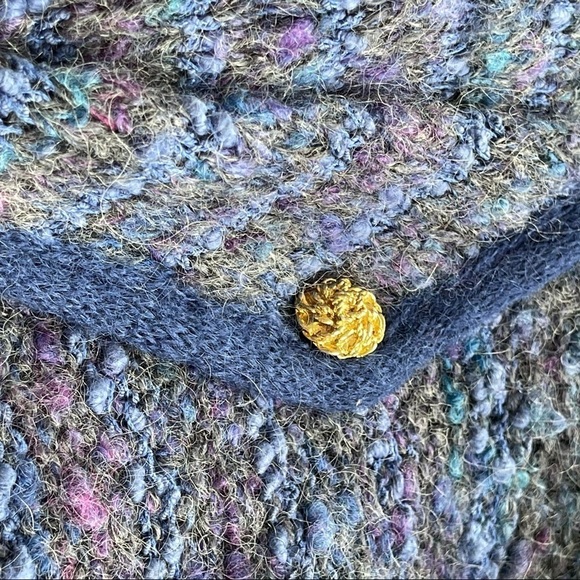 LIVERPOOL PORT Vintage Tweed Look Button Down Knit Sweater Blazer Jacket retro - Picture 4 of 5